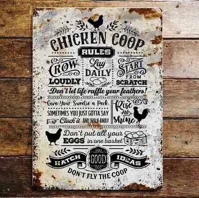 Chicken Coop Rules Farmhouse          Metal Sign Plaque • £5.99