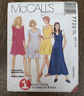 90s 1 Hour Dress Stretch Knits Serger Sizes 4-6-8 McCalls 7725 Uncut • $4.99