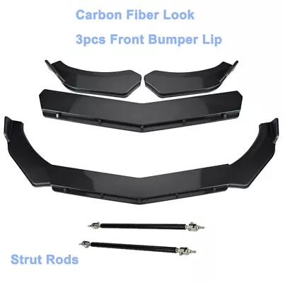 For Honda Civic Carbon Fiber Front Bumper Lip Splitter Spoiler + Strut Rods • £48.95