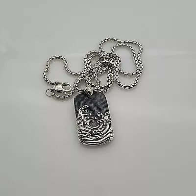 David Yurman Waves Dog Tag Amulet Pendant 35 MM With 22 In Chain  • $299