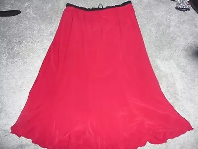 Saloos Red Stretch Silky Feel Lined Skirt With Elastic Waist Size Xxl • £4.50