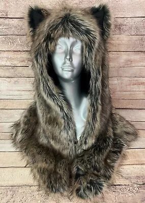 Authentic SpiritHoods Dire Wolf Shawl Faux Fur Spirit Hood Wrap • $159.99