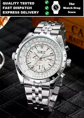 Men's Mechanical White Wristwatches Stainless Steel Luminous Automatic Watch UK • £30.99