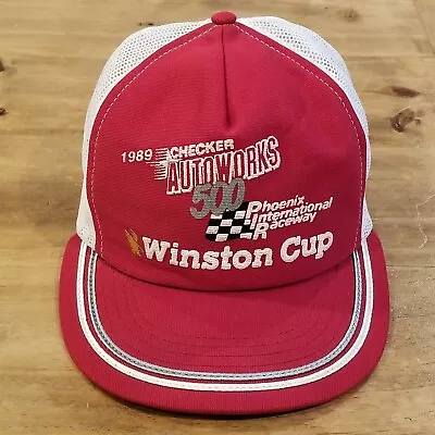 Vintage Winston Cup Hat Cap Trucker Auto Works 500 1989 Red Made USA • $20.26