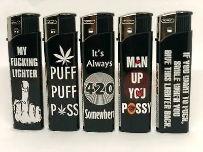 £2.95 • Buy 5 Pack Gsd Electronic Refillable Lighters  Assorted Design Lighter Love,phrases