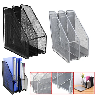 £8.89 • Buy 2 Tiers Magazine Holder Mesh Triple A4 File Book Rack Divider Storage Organiser