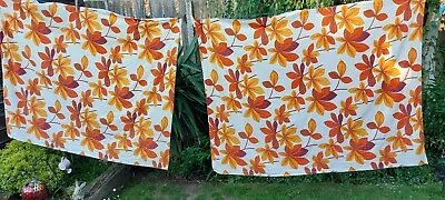 £10 • Buy Original Vintage Curtains. 70's. Orange Flowers. Vintage Fabric