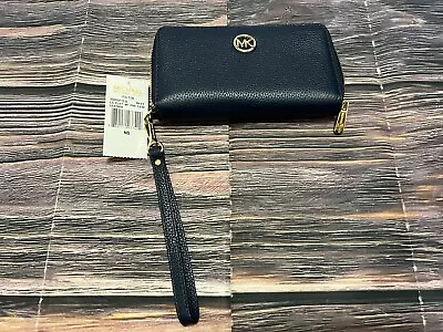 New Michael Kors Fulton Large Flat MF Leather Phonecase Wallet/Wristlet (Navy) • $49