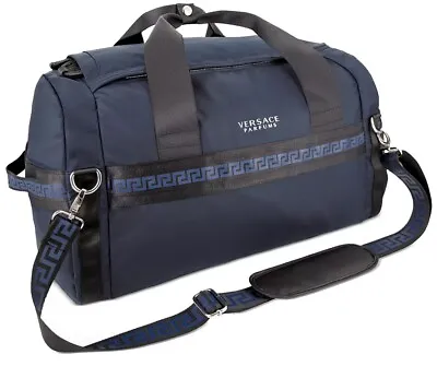 Versace Parfums Duffle Dark Blue Backpack Faux Leather Gym Weekender Travel Bag • $65.99