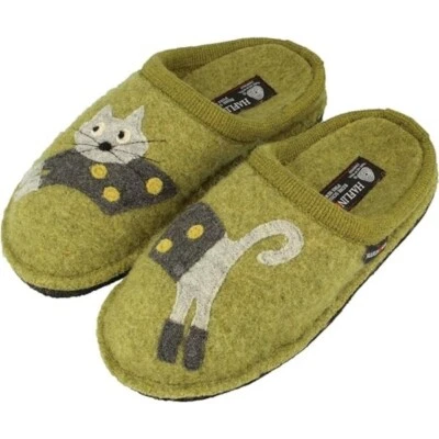 Haflinger 313080-106 CUCHO Womens Lightweight Felt Comfortable Slippers Green • £57.99
