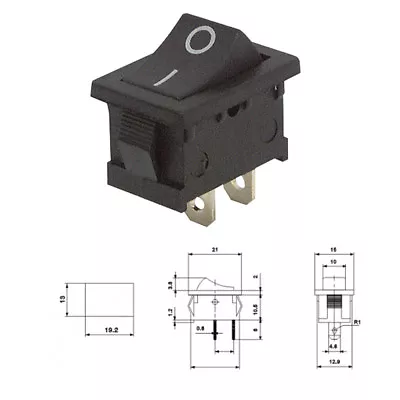 Mini Rocker Switch 2 Contact 1 Pole 250V 6A 125V 10A Rocker Switch Tilt Switch • $4.20