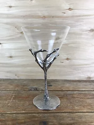 Skeleton Hand Martini Wine Glass HALLOWEEN Silver Metal Gothic • $28.99