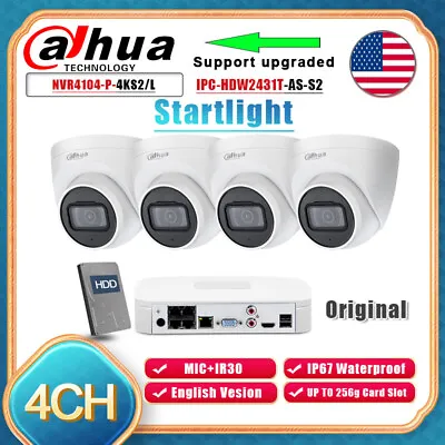 Dahua Original 4CH 4MP Security IP Camera System Dome Starlight 4K NVR POE Lot • £258