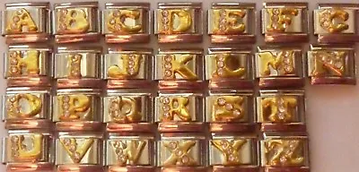 £2.70 • Buy Gold Crystal Bracelet Link A To Z Letter Letters Italian Charm
