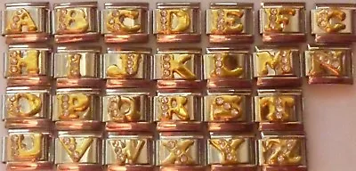 Gold Crystal Bracelet Link A To Z Letter Letters Italian Charm • £2.70