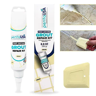 Grout Reviver Cream - Tile Grout Repair Kit Renewal Tube Cream Colour (250 Gr) • £18.99