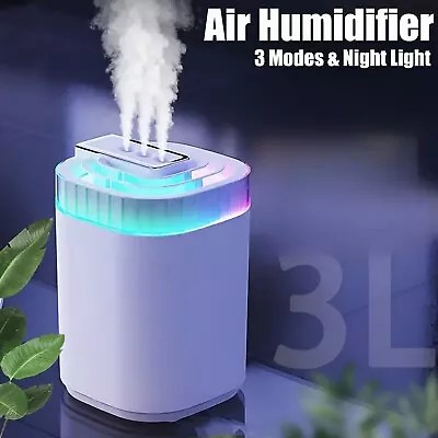 3L Air Humidifier Adjusting All Room Cool Mist Diffuser Air Purifier Night Light • $23.95