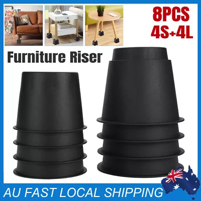 8x Furniture Risers Heavy Duty Bed Table Sofa Square Chair Riser Feet Lift Stand • $19.85