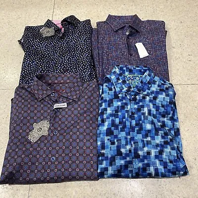 Nwt Visconti Black Mens Lot Of 4 Button Up Dress Shirts Sz Med Blue • $89.99