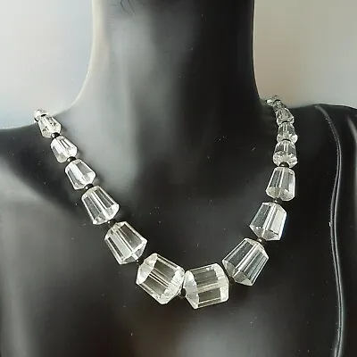 Antique Necklace 16'' White Glass Czech Old Beads Women`s Jewelry Art Deco • $85