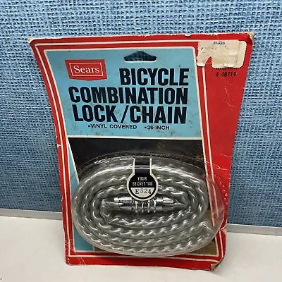 NOS Vintage SEARS Combination 36” Bicycle Lock Chain ~ Crate Bike ~ NEW!! • $24.99