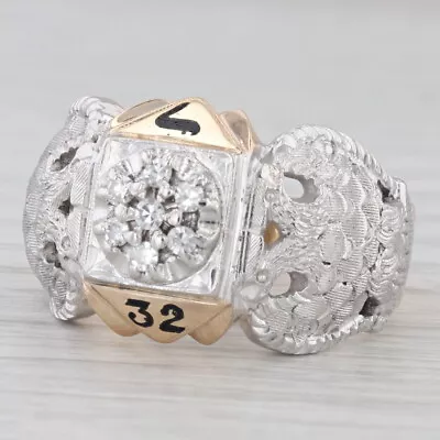 Diamond Scottish Rite Masonic Eagle Ring 10k Gold 32nd Degree Signet Size 10.25 • $649.99