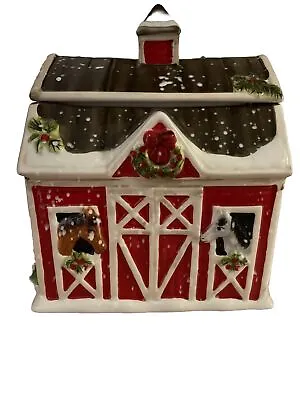 Certified International Christmas On The Farm Susan Winget Barn Cookie Jar Horse • $49.99