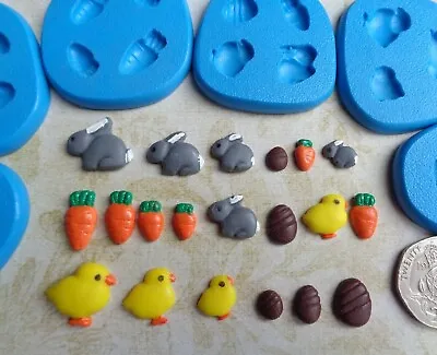 1x Mini Craft Mould Set: Easter Egg Carrot Bunny Rabbit Baby Chick (Clay PMC) • £4.50