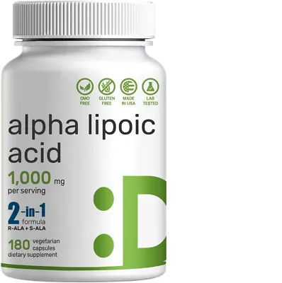 Super R-Lipoic Acid 500mg  R-ALA Bio-Enhanced Lipoic Acid 180Caps S-ALA 500mg • $34.76