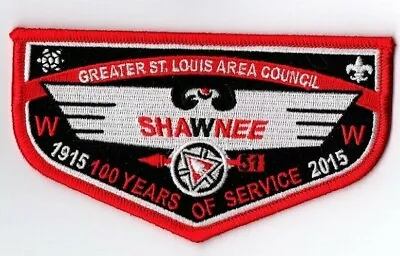 Boy Scout OA 51 Shawnee Lodge 2015 Centennial Red Border Red Banner Flap • $5