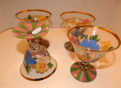 Mackenzie-childs Flower Market Hand Painted Sorbet Glassesset Of 4 newretired • $259.50