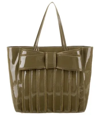 Z Spoke By Zac Posen Patent Leather Shirley Bow Tote Military Green  Brass • $46.50