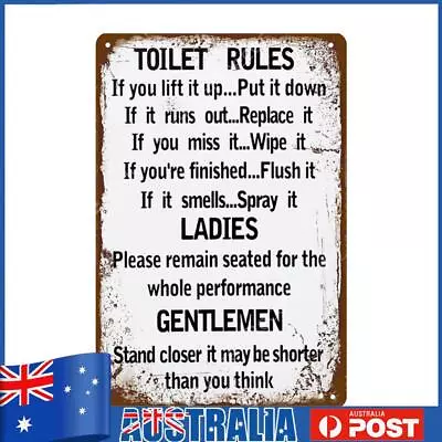 Toilet Rules Metal Plate Poster Bar Pub Tin Plaques Vintage Painting Wall Signs • $10.29