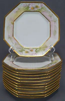 Set Of 12 T&V Limoges Hand Painted Signed HM Edson Cherry Blossom 8 3/8 Plates • $400