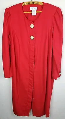 Vintage Women's Edwardian Maternity Red Long Coat Jacket Front Buttons Sz Medium • $6.26