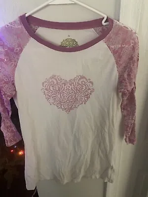 Eco Yoga Pink Heart Logo Shirt Size Small Women’s 1/4 Sleeve Organic Cotton • $19.99