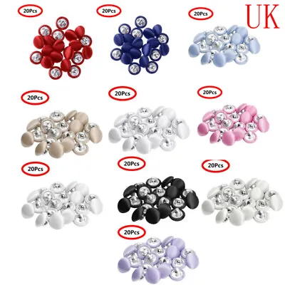 20 Round Mini Satin Fabric Metal Covered Sewing Shank Clothes Buttons Craft 10mm • £6.89