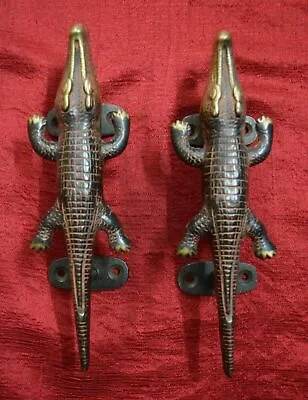 Alligator Shape Decorative Door Handle Pair Handcraft Brass Gate Puller  • $59.90