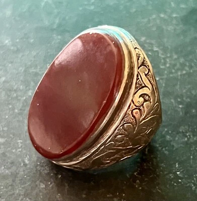 $60 • Buy Oval Carnelian Ring ~ Sterling Silver ~ Vintage ~ Size 14