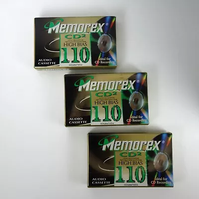 Memorex Cassette Tape 110 Minutes CD2 High Bias Type II High Output Lot Of 3 NEW • $11.85