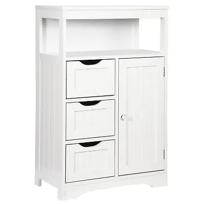 Bathroom Floor Storage Cabinet Organizer W/ 3 Drawers And Adjustable Shelf White • $67.58