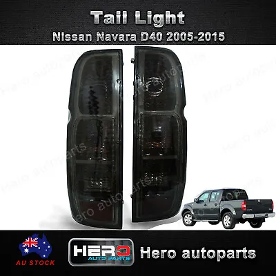 Tail Light Rear Lamp Pair Left+Right For Nissan Navara D40 05-15 Smoked Black • $104.50
