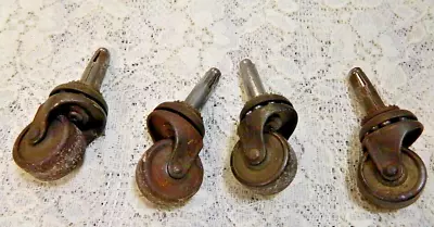 C.1900 Antique Vintage Industrial Metal Casters 1” Wheels Lot Of 4 Nice! • $15