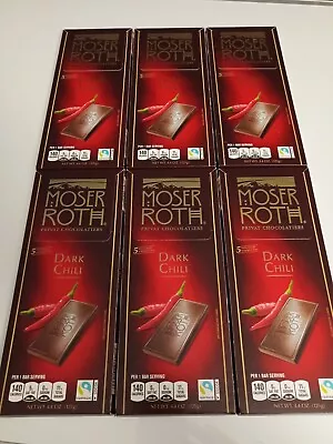 Moser Roth Chocolate Dark Chili Lot Of 6 (5 Bar Packs) Best Buy Date 4-30-24 • $8.99