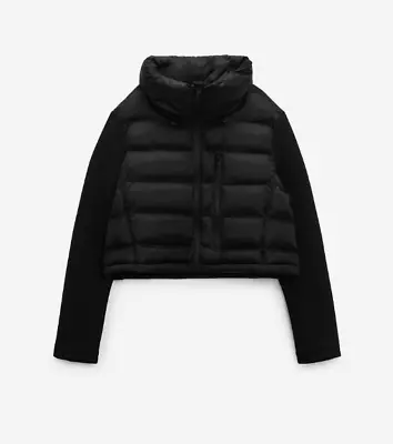 Zara New Women Combination Cropped Puffer Jacket Short Coat Black 3427/809 • $59.99