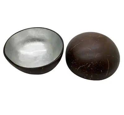Coconut Bowl Gift Decorative Serving Jewellery Holder Organic Zero Waste Silver • £8.96