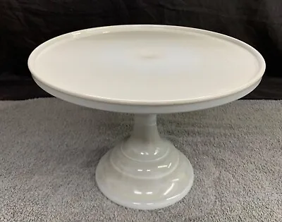 Vintage Mosser Glass 12  X 9 1/4 T GRAY MARBLE Pedestal Cake Pastry Stand Plate • $29.99