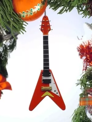 5  Red Electric V-guitar Musical Instrument Christmas Ornament Gift Boxed • $13.88