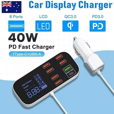 8 Port USB Fast Car Charger QC3.0 Quick Charge Phone Station Adapter LCD Display • $27.49