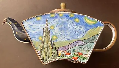 Enamel Copper Miniature Enamel Teapot Kelvin Chen/Vincent Van Gogh Starry Night • $29.95